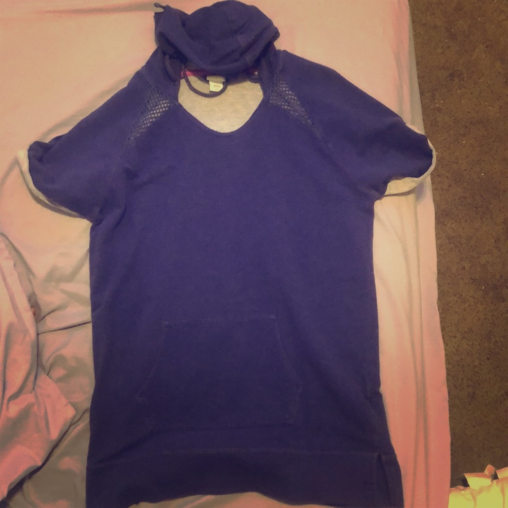 Purple vintage short sleeve pull-over hoodie